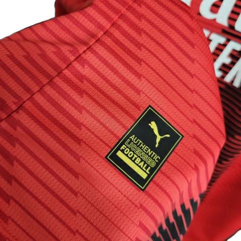 Camisa Milan Home 23/24 - Torcedor Puma Masculina - Vermelho e Preto