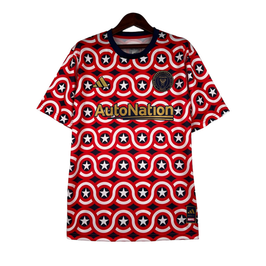 Inter Miami Marvel Special Edition 23/24 Shirt - Adidas Men's Fan Shirt - Blue with red and white details