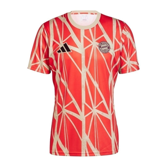 Bayern Munich Pre-Match 24/25 Shirt - Adidas Men's Fan Shirt - Red with beige details