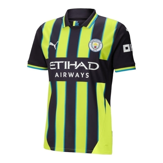Manchester City 24/25 Away Shirt - Puma Men's Fan Shirt - Black and yellow with blue details